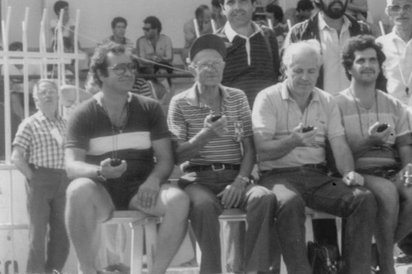 Time keepers with stopwatches in hand during the Greek Track Championship.