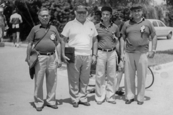 F. Psarros, N. Kolliopoulos, K. Barbouzas and N. Panagos. Judges at the Balkans Championship in Athens, 1978.